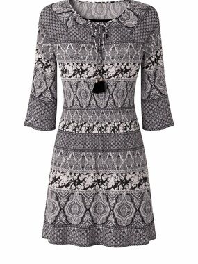 White House Black Market Black and White Print Mini Dress Boho Chic